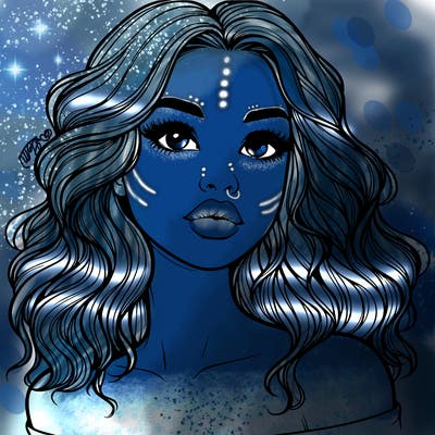 realistic girl with wavy hair and lips