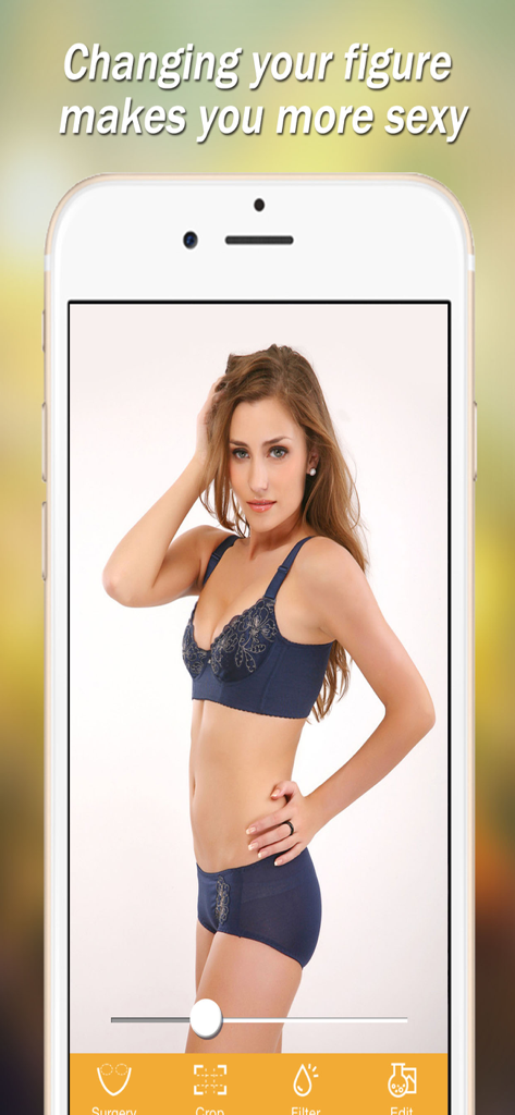 Photo Editor - Image Beauty - Photo Editor app interface for body shaping and figure enhancement