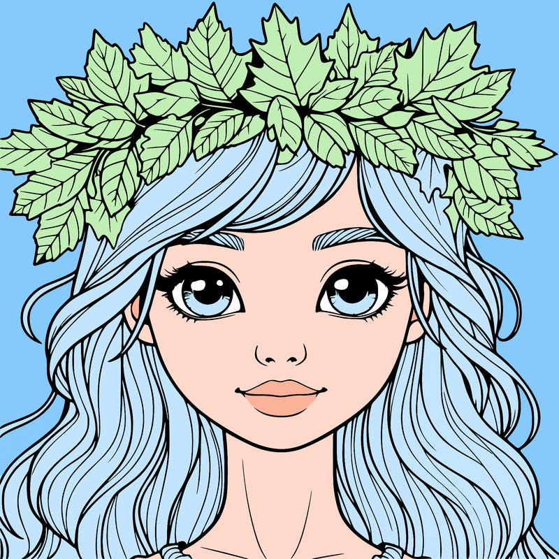 realistic girl with fall leaf crown