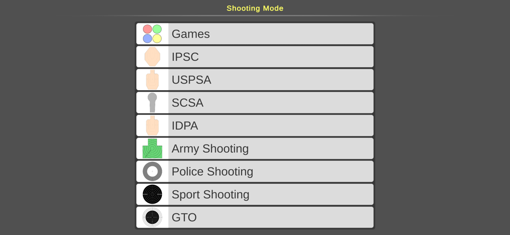 ishooter mobile shooting modes selection menu