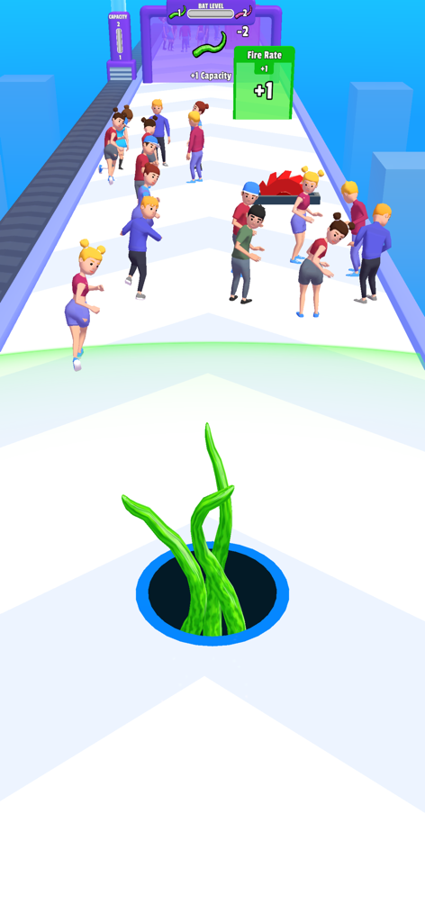 Alien Hole : Black Hole Games - A cosmic black hole with green tentacles devouring characters on a path in the Alien Hole mobile game