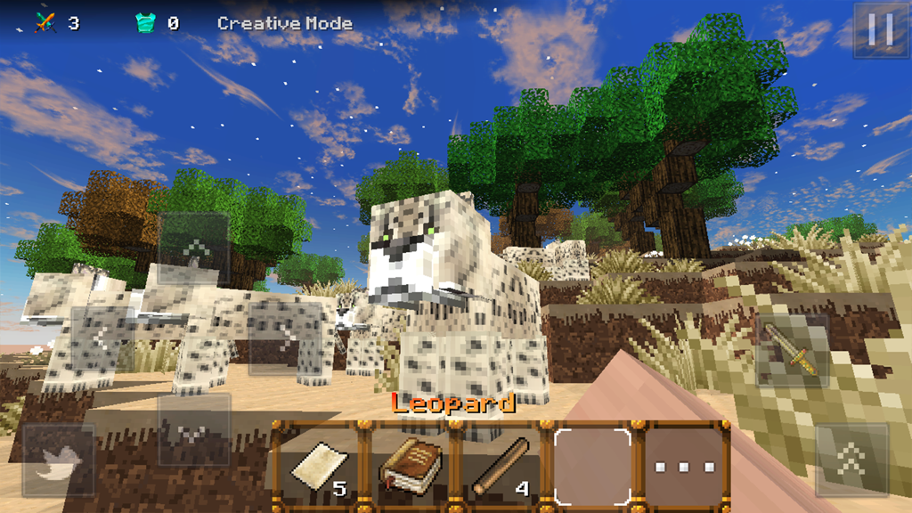 A leopard character in the blocky safari world of Savanna Craft Adventure.