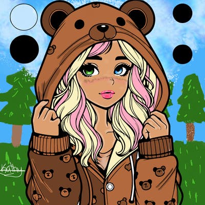 realistic girl in a animal pjs hoodie