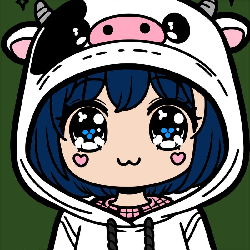 kawaii girl with cow hoodie