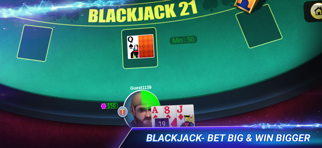 Pantalla del juego Blackjack 21 en Poker Zmist mostrando la mano del jugador y la mesa