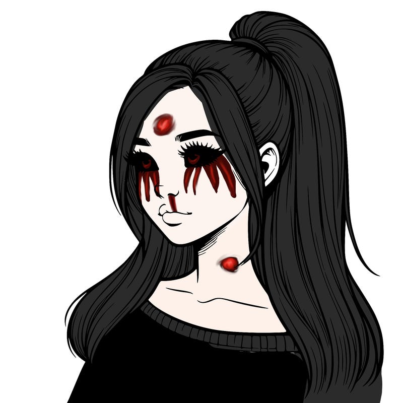 realistic girl with a high ponytail