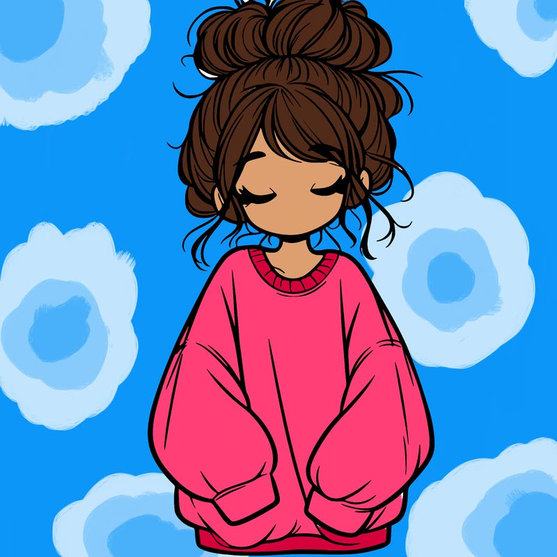 girl with baggy sweatshirt and messy bun
