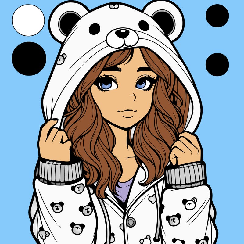 realistic girl in a animal pjs hoodie