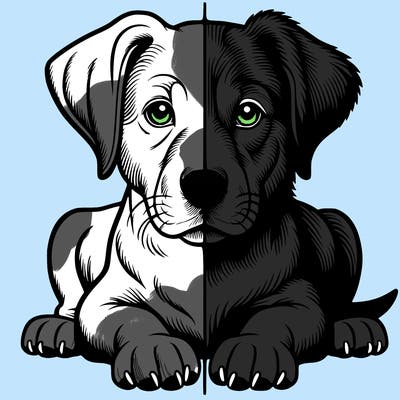 realistic dog split picture