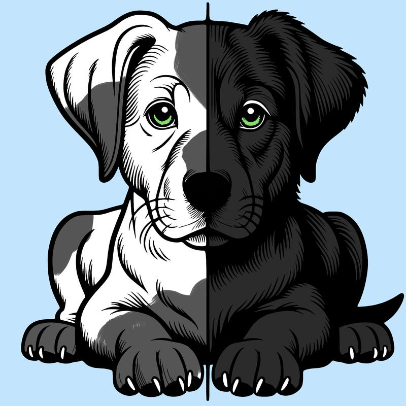 realistic dog split picture