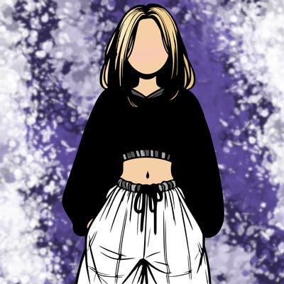 realistic girl faceless with baggy pants and a crop top