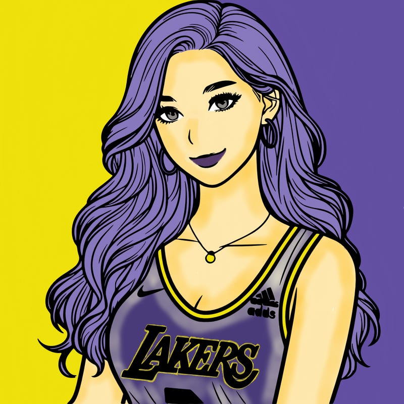 realistic woman wearing los angeles lakers jersey