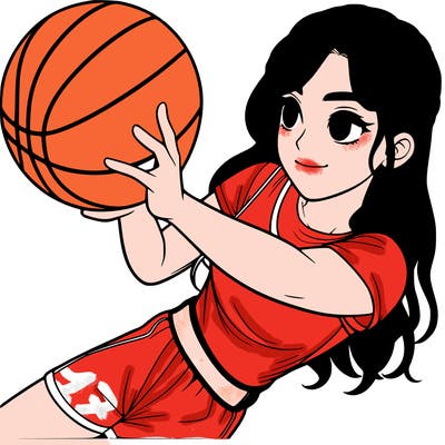 realistic girl playing basketball