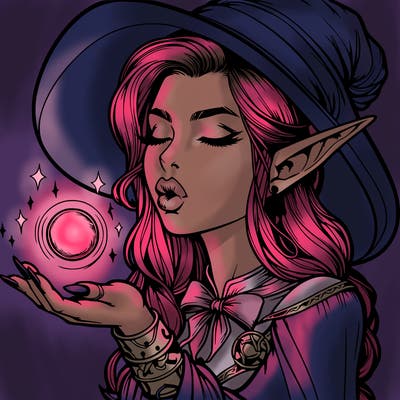 realistic elf casting a spell with lips