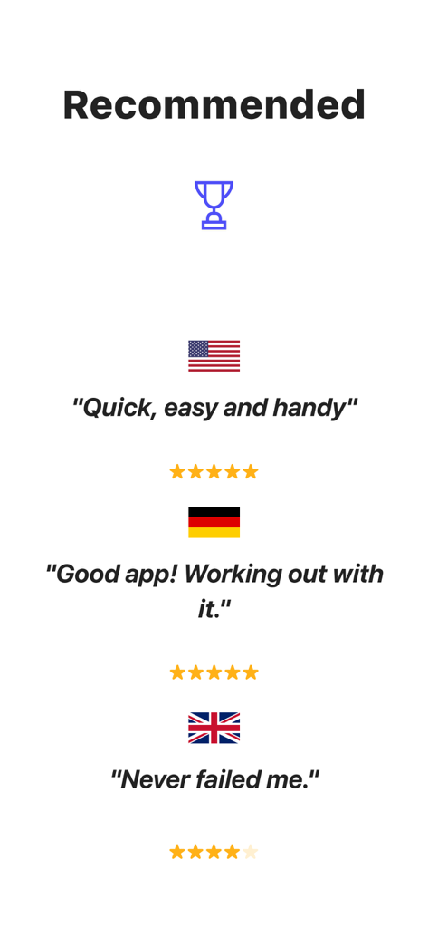 User reviews and star ratings for MirrorMeister screen mirroring app from USA Germany and United Kingdom