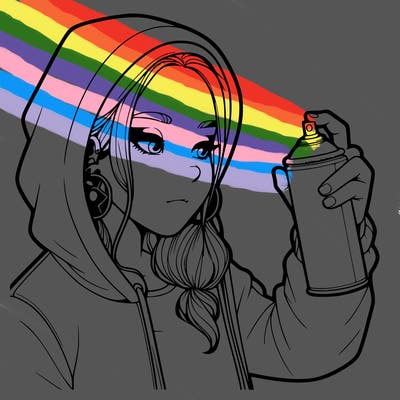 a realistic girl, spray painting