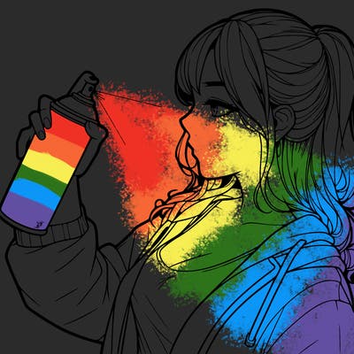 a realistic girl spray, painting