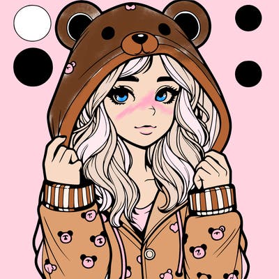 realistic girl in a animal pjs hoodie