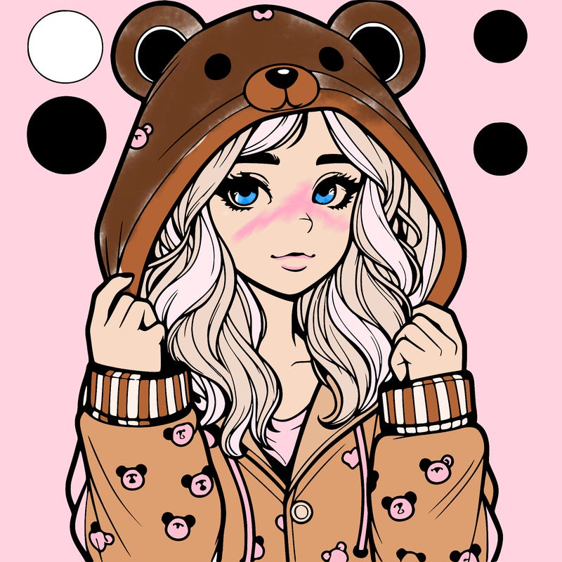 realistic girl in a animal pjs hoodie