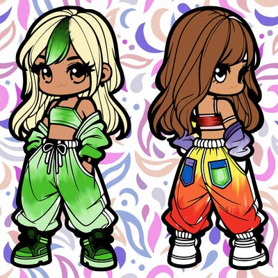 girl in crop top and baggy pants