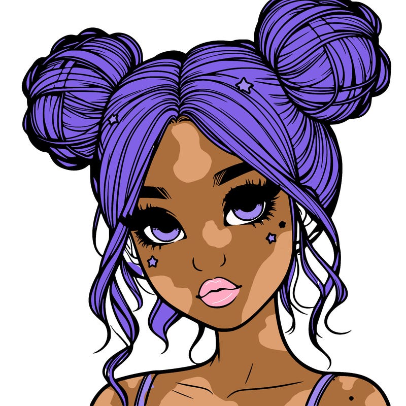 realistic girl with space buns