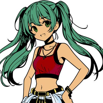 anime girl wearing crop top