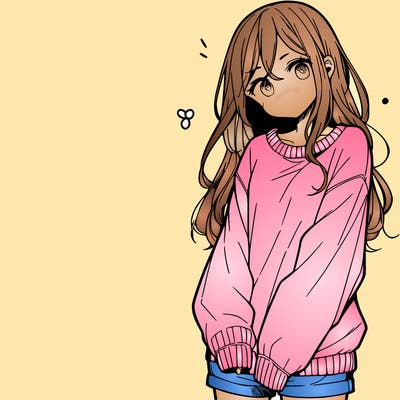 manga teen girl  in a sweater and baggy pants