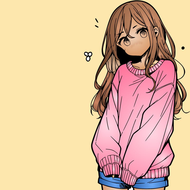 manga teen girl  in a sweater and baggy pants