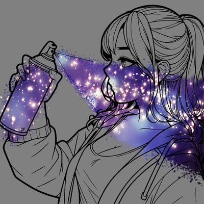 a realistic girl spray, painting