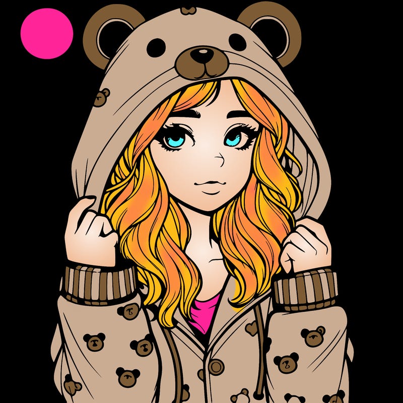 realistic girl in a animal pjs hoodie