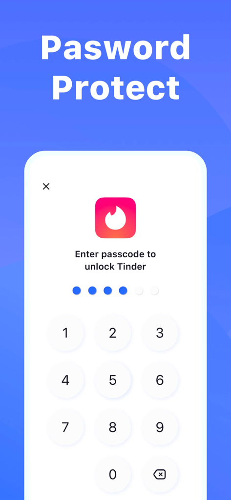aLock - App Lock - aLock App-Oberfläche, die eine numerische Tastatur zeigt, um eine PIN zur Entsperrung einer eingeschränkten App einzugeben