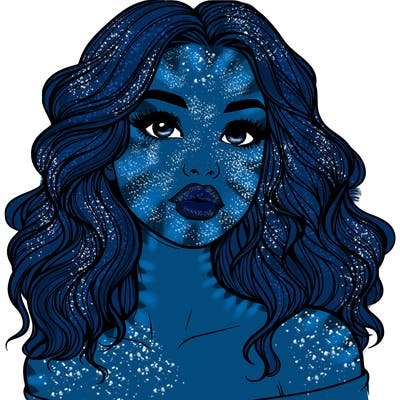 realistic girl with wavy hair and lips