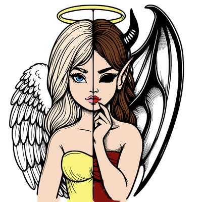 realistic angel half demon