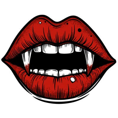 lips with vampire teeth