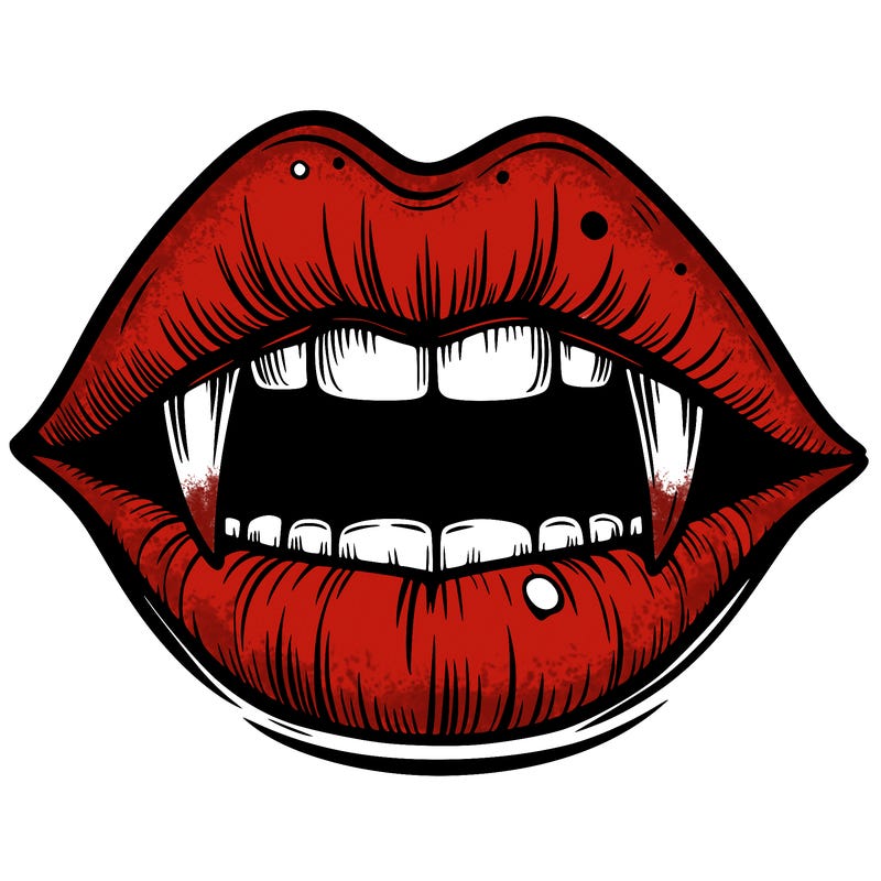lips with vampire teeth