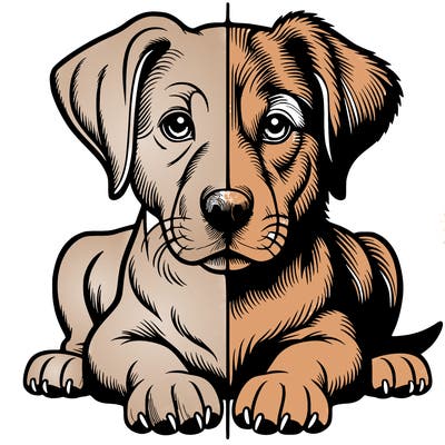 realistic dog split picture