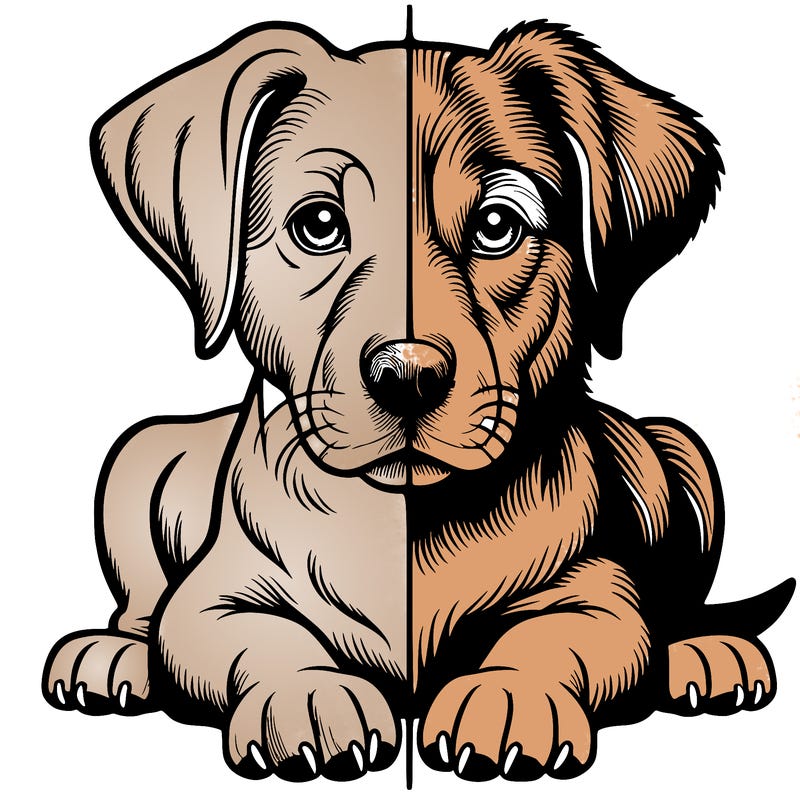 realistic dog split picture