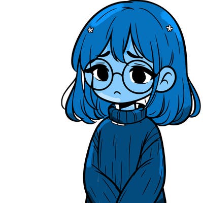 sad girl with glasses in a sweater