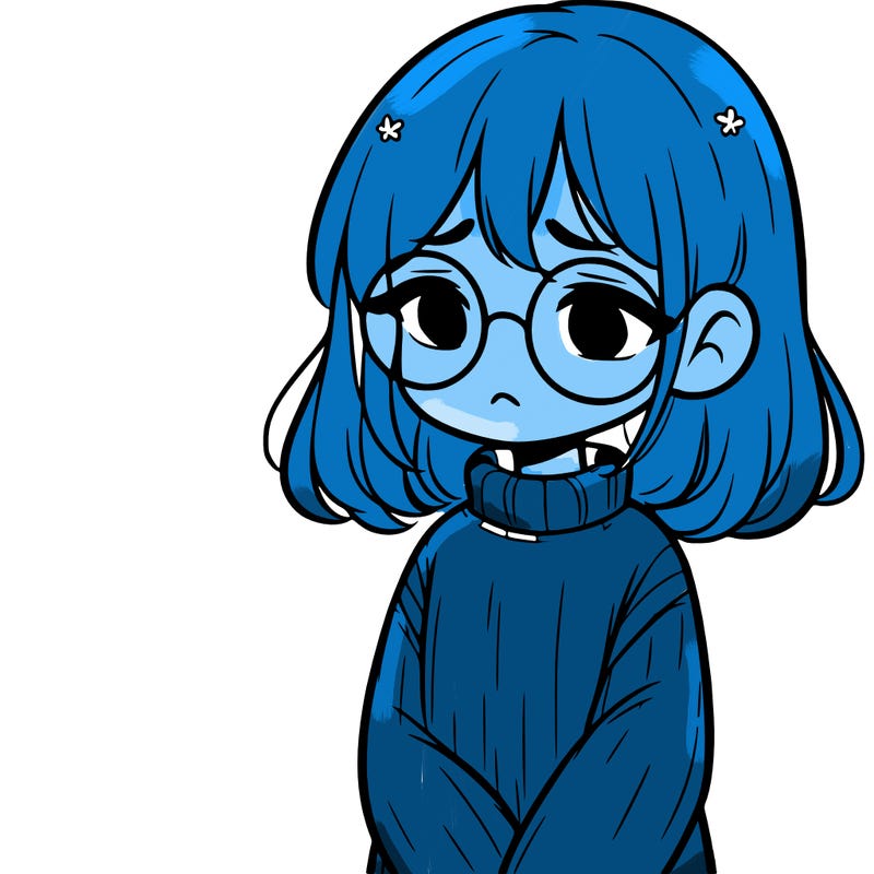 sad girl with glasses in a sweater