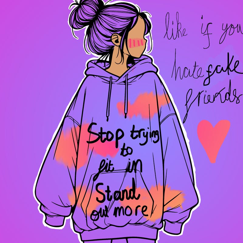 realistic girl with a oversized sweatshirt on and a bun