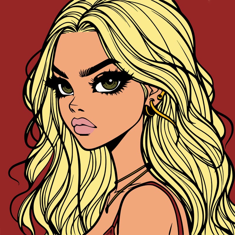 a realistic girl with siren eyes and looks badass