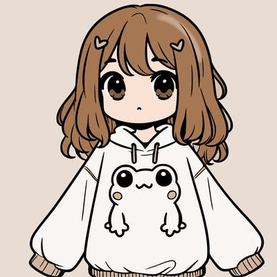 girl wearing frogging sweatshirt