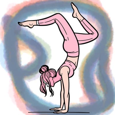 a woman doing a handstand