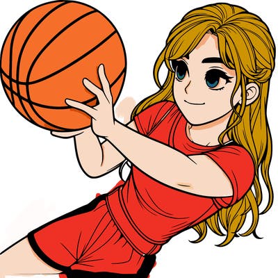 realistic girl playing basketball