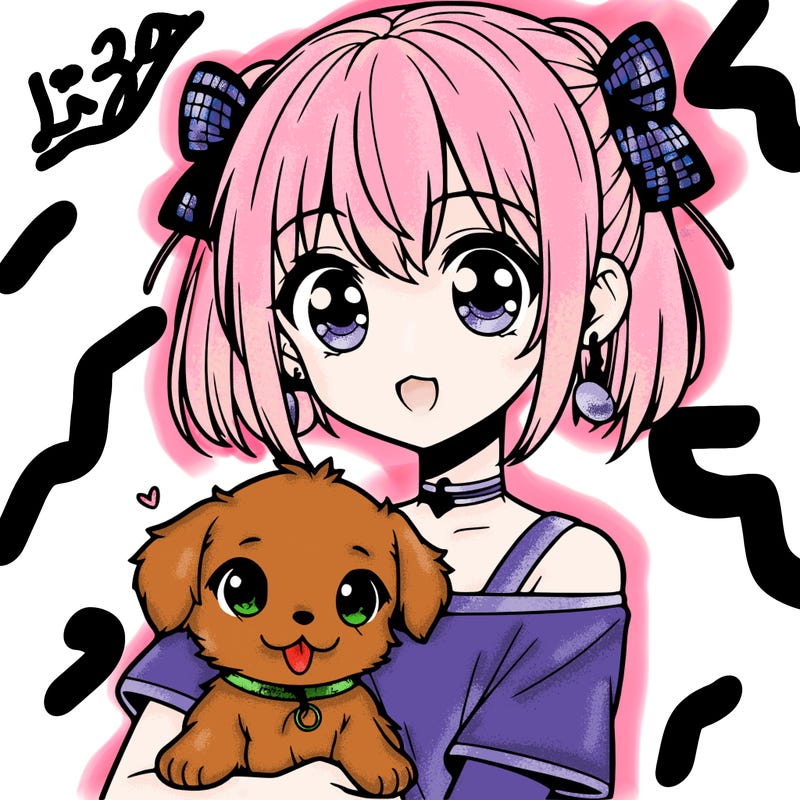 anime girl with a puppy