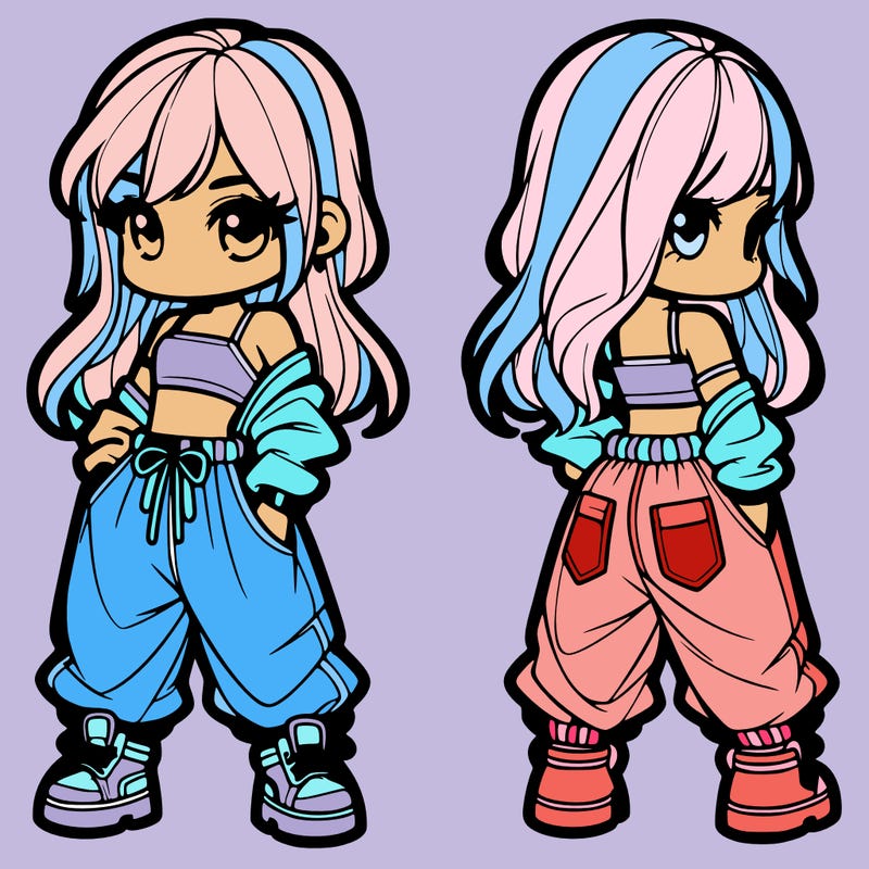 girl in crop top and baggy pants