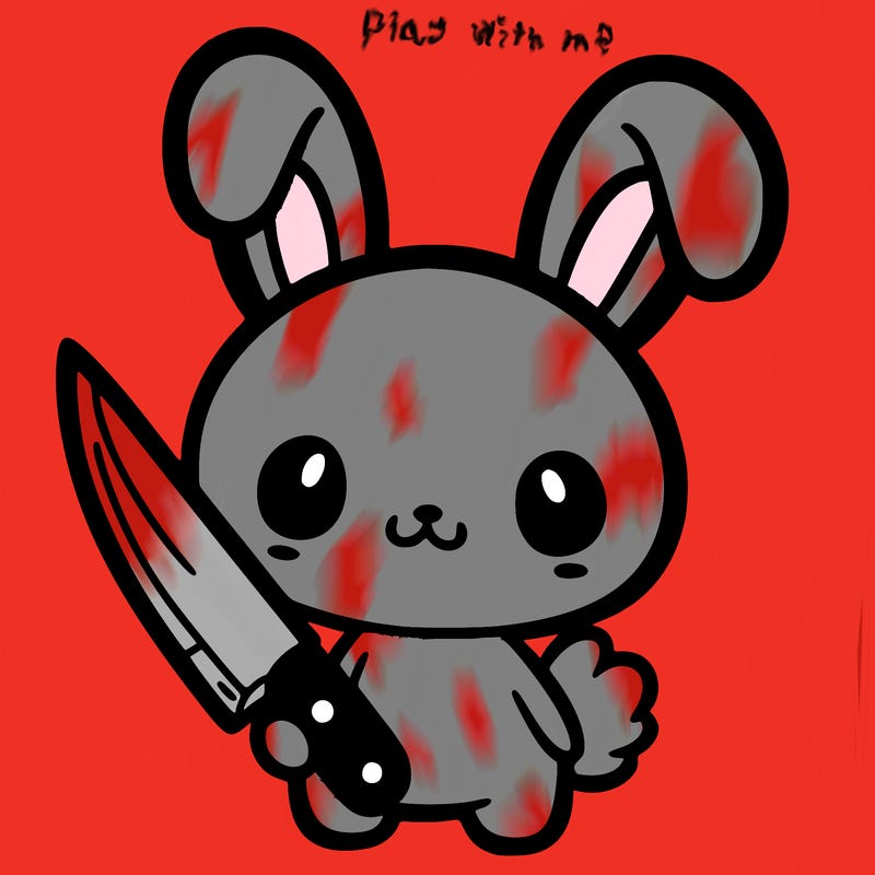 cute bunny holding a knife halloween