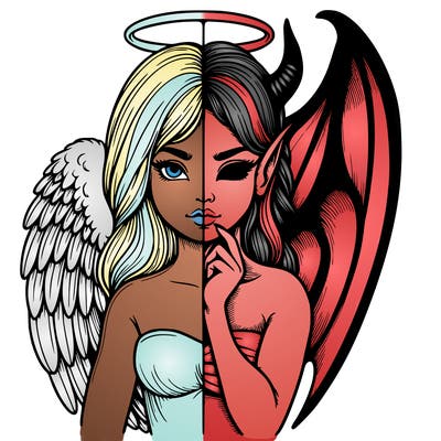 realistic angel half demon