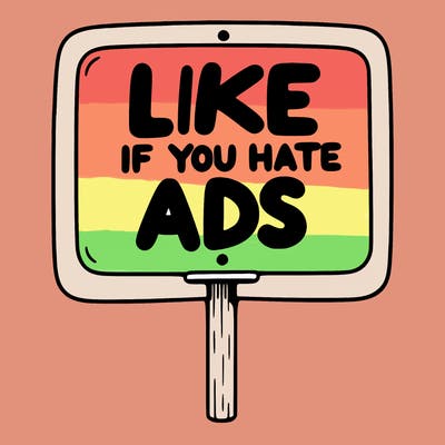 a sign that says like if you hate ads