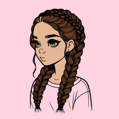 realistic girl with braids